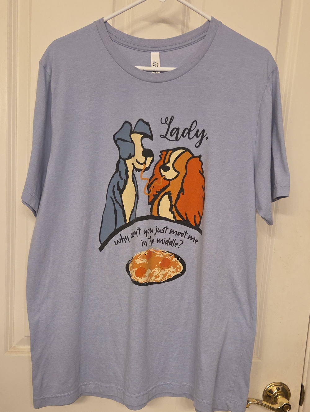 Disney's Lady and the Tramp Light Blue Graphic T-Shirt, XL GUC
